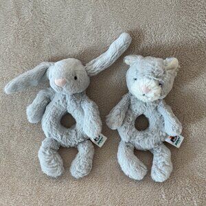 JELLYCAT BABY 7" RATTLES  Set of 2 for Ages 0+ Months